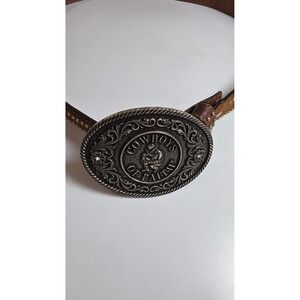 Nocona Belt Co Cowboys of Faith Montana Silversmiths Buckle Brown Leather 32 Men